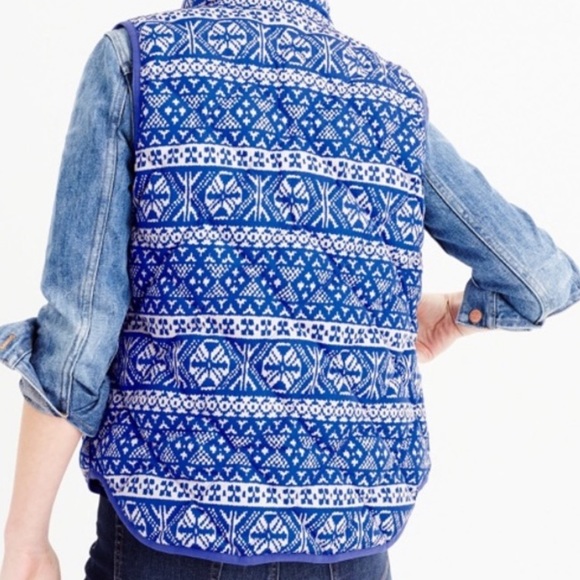 J.Crew Excursion Vest in Fair Isle Blue Sz Medium - Picture 8 of 11